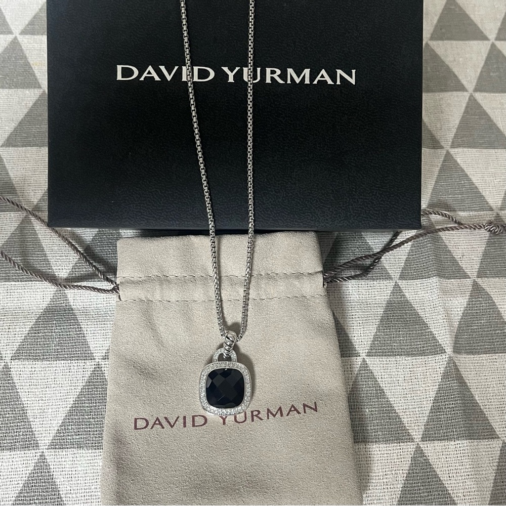 David Yurman Black Onyx Pavé Diamond Pendant Necklace - Silver - Picture 5 of 8